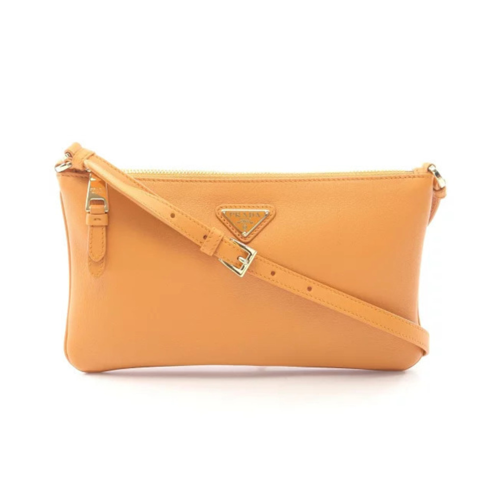 Prada SOFT GRAIN Shoulder Bag Leather Orange